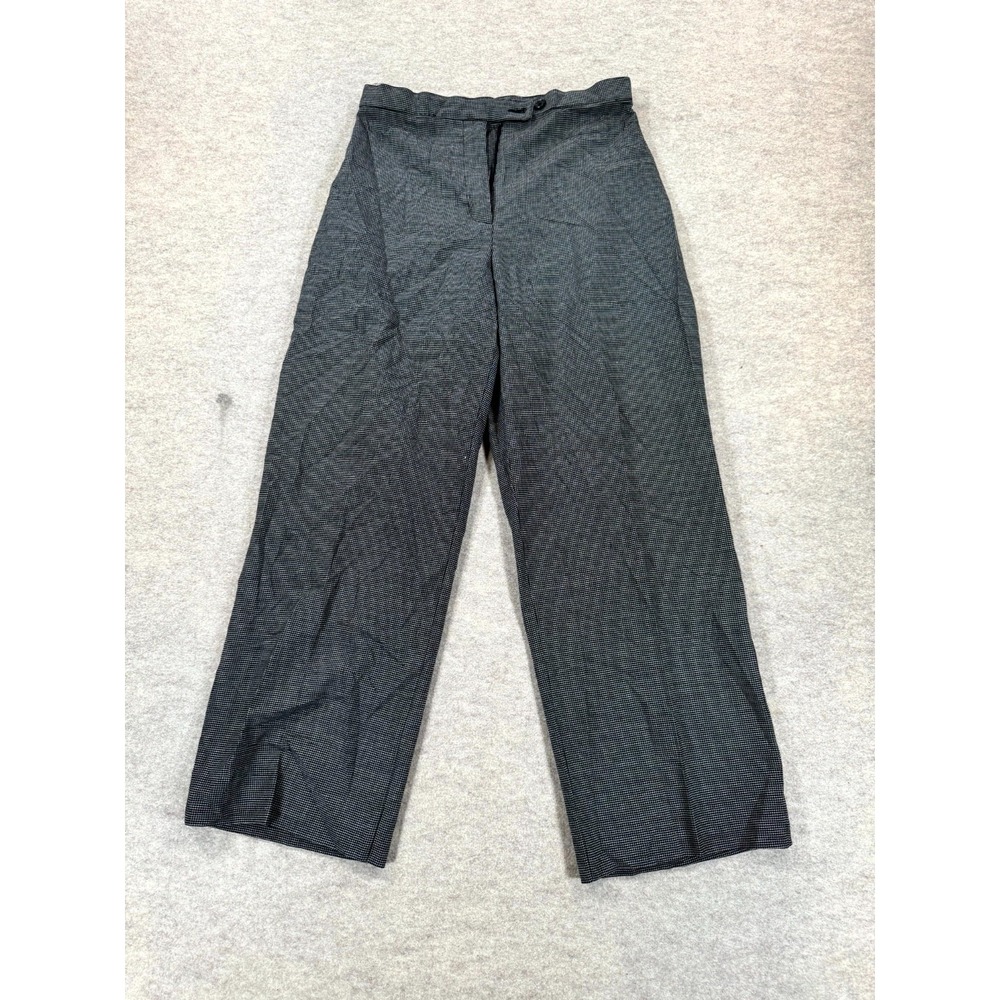 Investments Dress Pants Womens 10 Black Micro Check Stretch Pleated Wide Leg